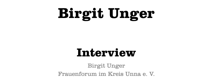  Birgit Unger Interview Birgit Unger Frauenforum im Kreis Unna e. V.