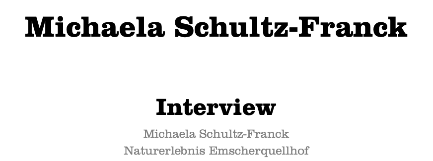  Michaela Schultz-Franck Interview Michaela Schultz-Franck Naturerlebnis Emscherquellhof 